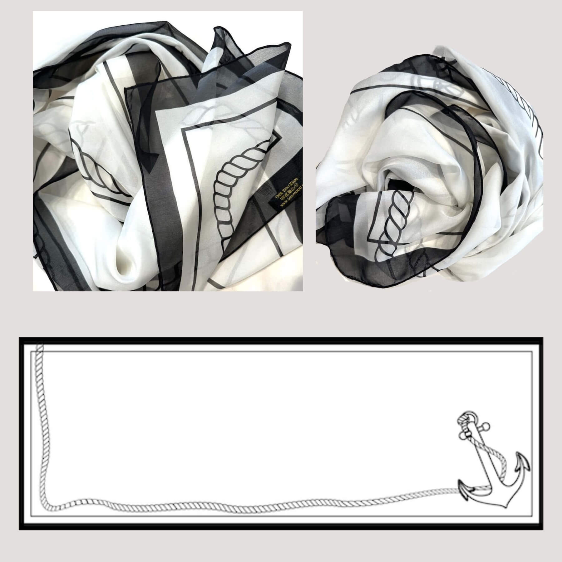 Silk chiffon scarf - Anchor