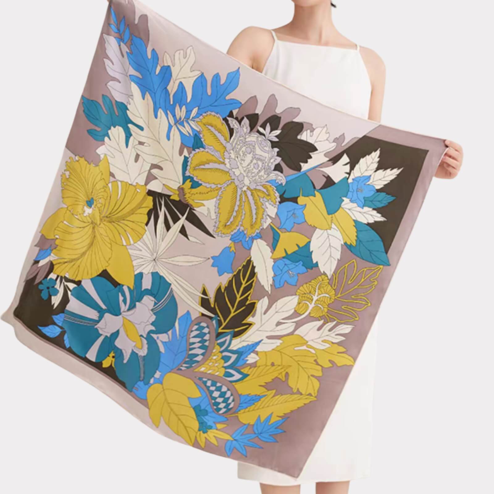 Floral silk scarf (90×90 cm)