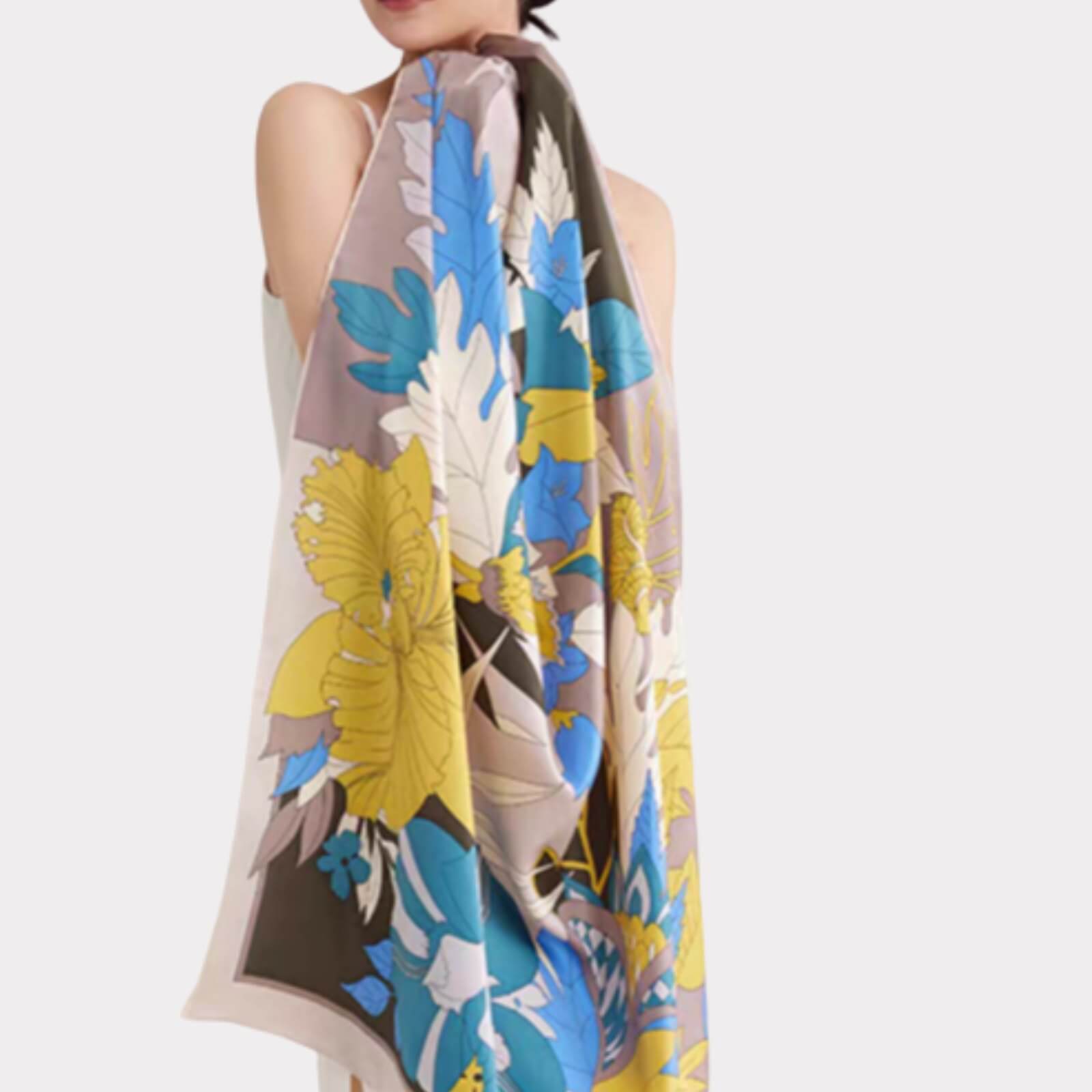 Floral silk scarf (90×90 cm)