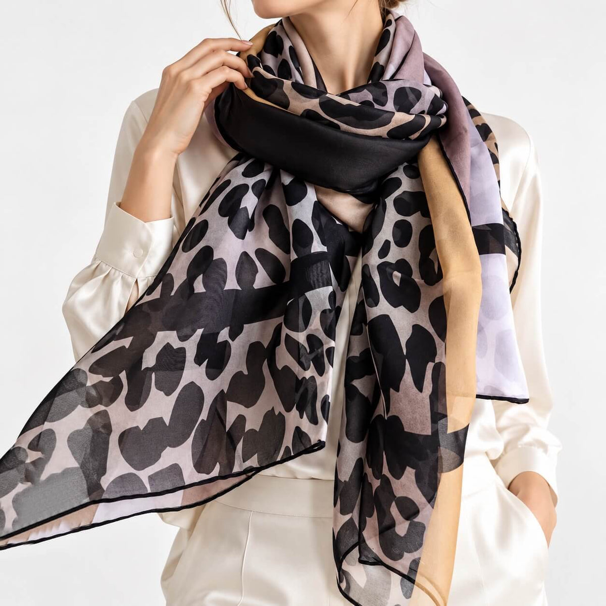 Animal print silk scarf