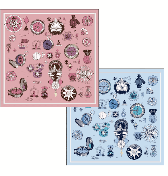 Silk scarf - Travel (90×90 cm)