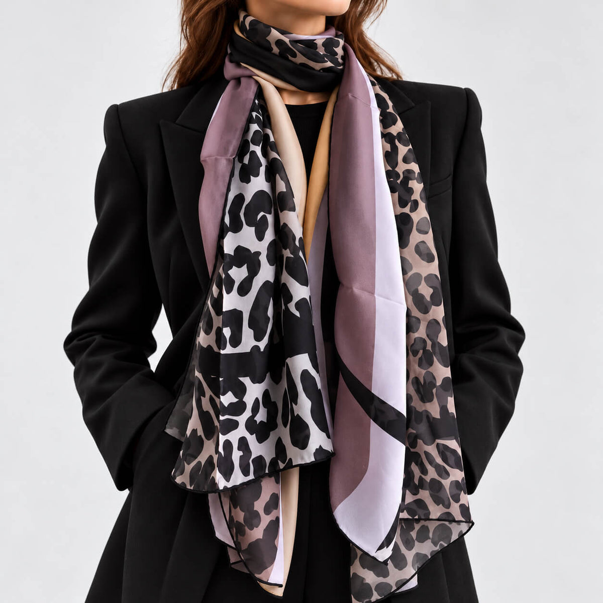 Animal print silk scarf